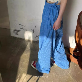 flower drawstring pants