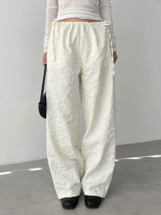 flower drawstring pants