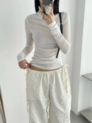 flower drawstring pants