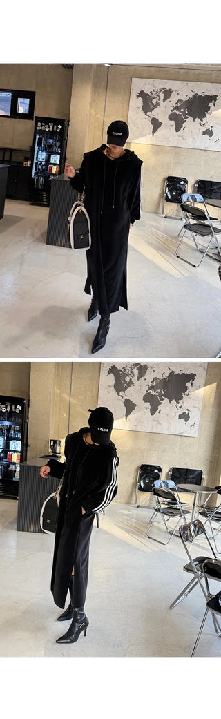 hooded velvet dress