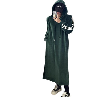 hooded velvet dress