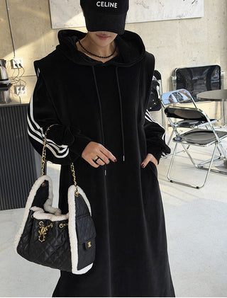 hooded velvet dress