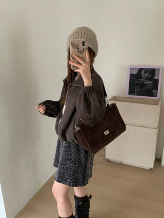 drawstring velvet jacket