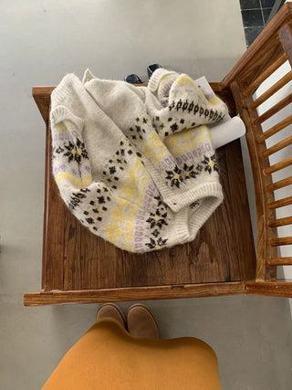 contrast jacquard cardigan