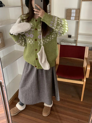 contrast jacquard cardigan