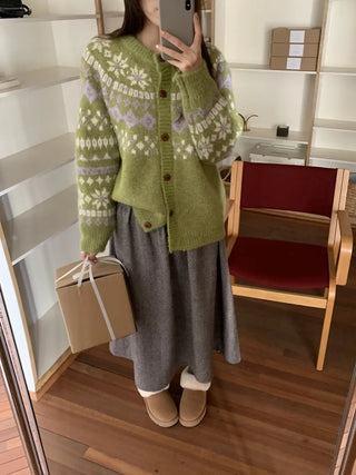 contrast jacquard cardigan