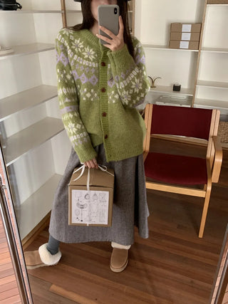 contrast jacquard cardigan