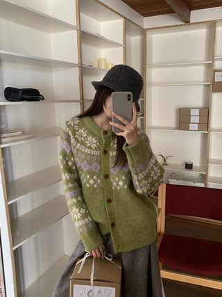 contrast jacquard cardigan