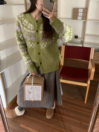 contrast jacquard cardigan