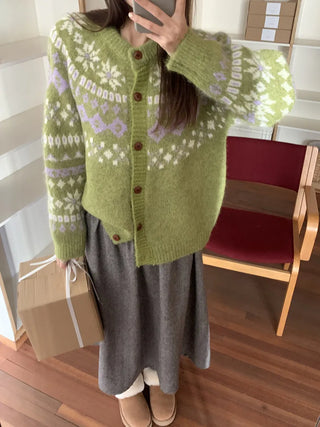 contrast jacquard cardigan