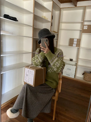 contrast jacquard cardigan