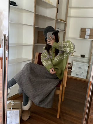 contrast jacquard cardigan