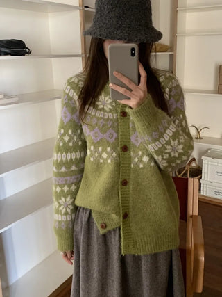 contrast jacquard cardigan