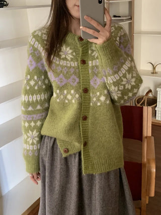 contrast jacquard cardigan