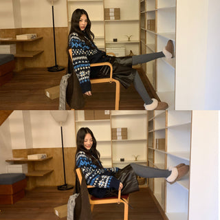 contrast jacquard cardigan