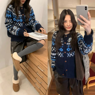 contrast jacquard cardigan