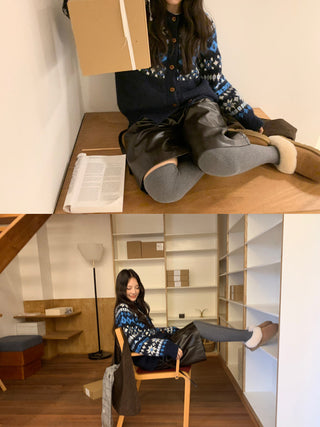 contrast jacquard cardigan