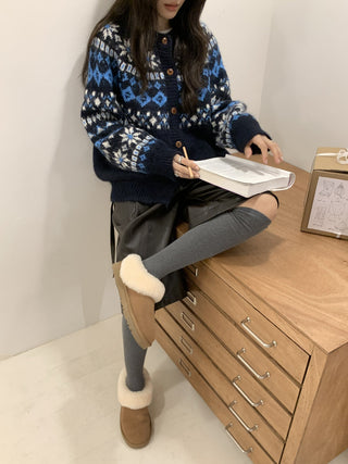 contrast jacquard cardigan