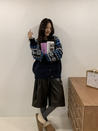 contrast jacquard cardigan