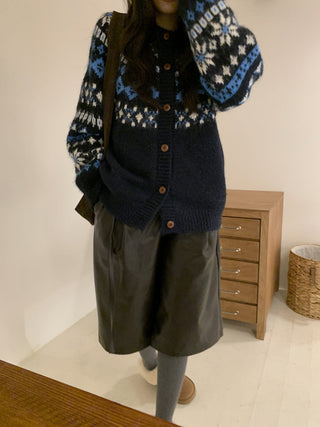 contrast jacquard cardigan