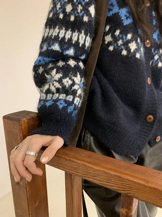 contrast jacquard cardigan