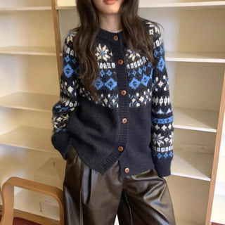 contrast jacquard cardigan