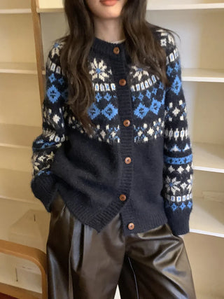 contrast jacquard cardigan