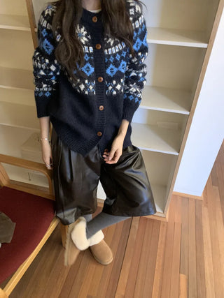 contrast jacquard cardigan