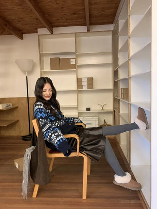 contrast jacquard cardigan