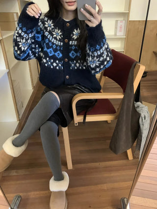 contrast jacquard cardigan