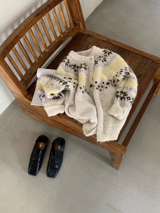 contrast jacquard cardigan