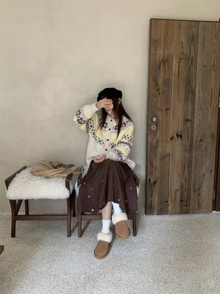 contrast jacquard cardigan