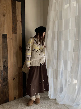 contrast jacquard cardigan