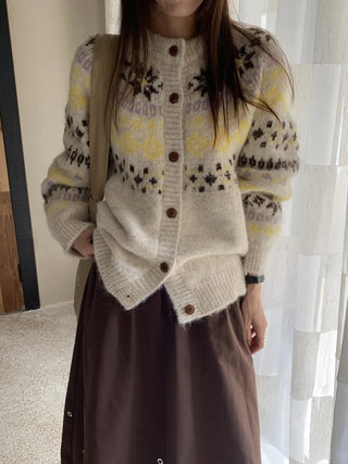 contrast jacquard cardigan