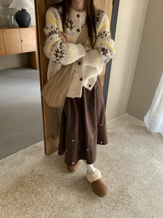 contrast jacquard cardigan