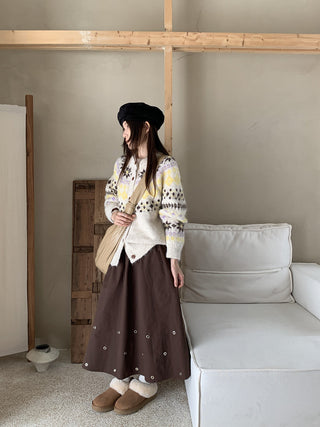 contrast jacquard cardigan