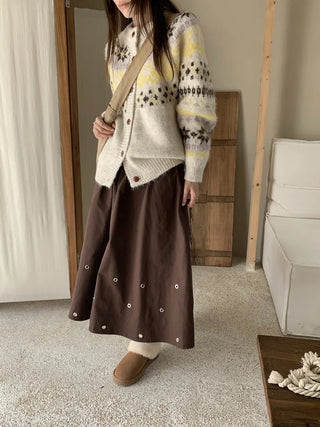 contrast jacquard cardigan