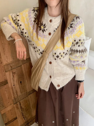 contrast jacquard cardigan