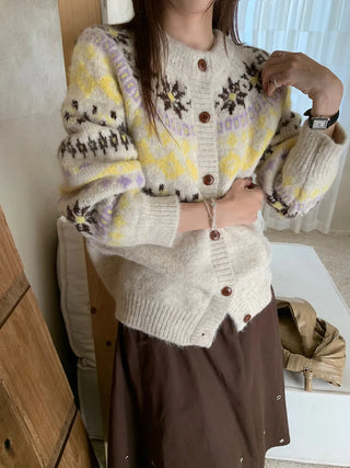 contrast jacquard cardigan