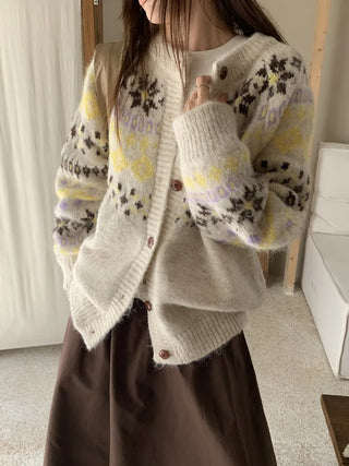 contrast jacquard cardigan