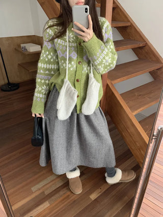 contrast jacquard cardigan