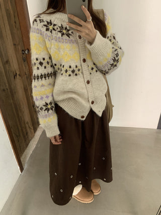 contrast jacquard cardigan