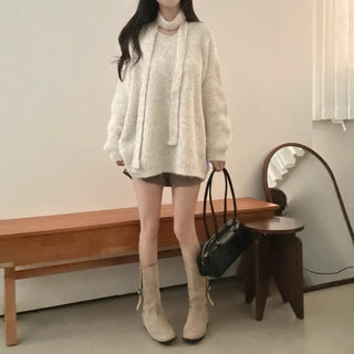 v-neck ribbon sweater