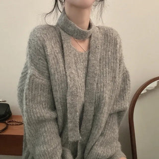 v-neck ribbon sweater