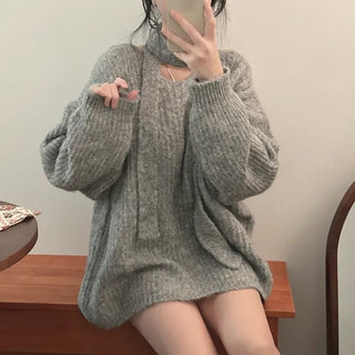 v-neck ribbon sweater