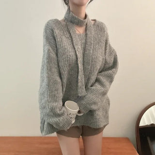v-neck ribbon sweater