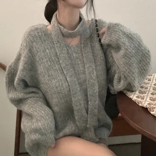 v-neck ribbon sweater