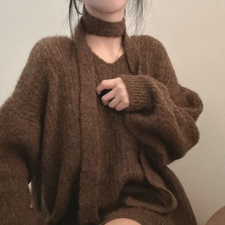 v-neck ribbon sweater