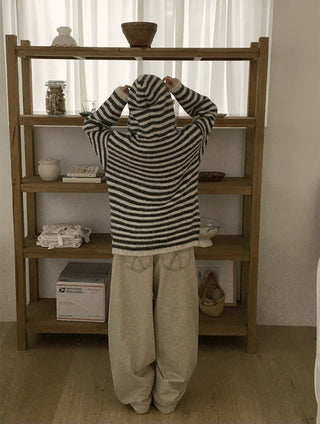 striped hooded cardigan