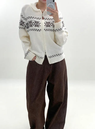 contrast jacquard sweater